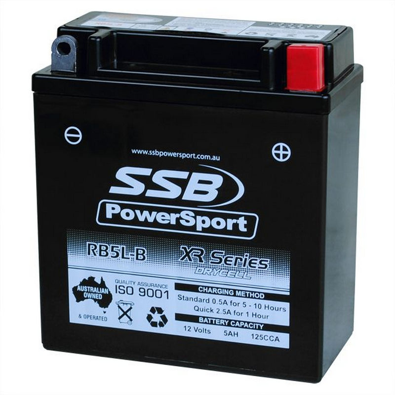 Load image into Gallery viewer, MOTORCYCLE AND POWERSPORTS BATTERY (YB5L-B) AGM 12V 5AH 125CCA BY SSB HIGH PERFORMANCE
