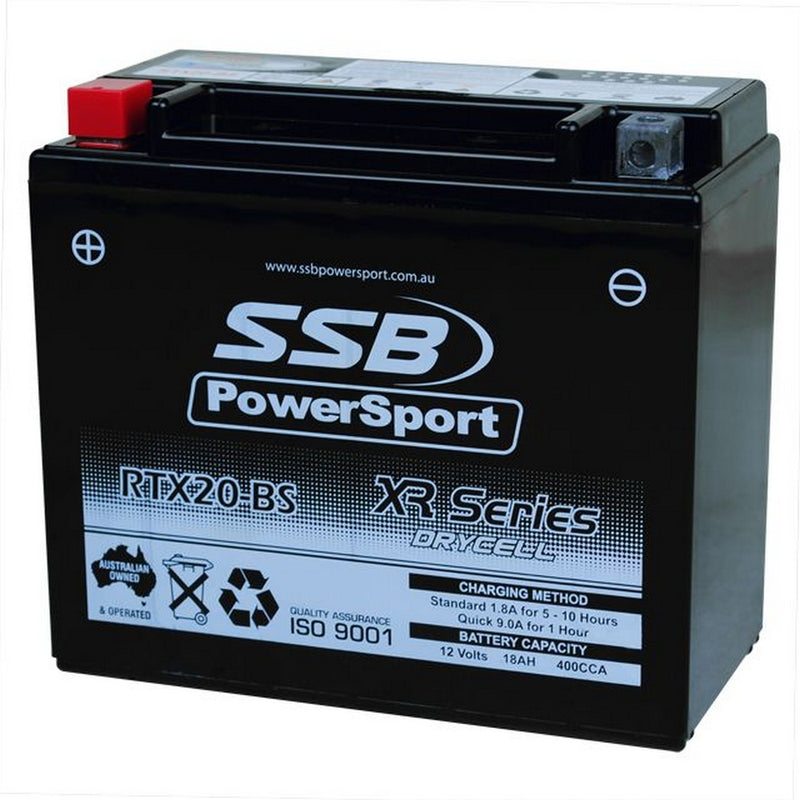 Load image into Gallery viewer, MOTORCYCLE AND POWERSPORTS BATTERY (YTX20-BS) AGM 12V 18AH 400CCA BY  SSB HIGH PERFORMANCE
