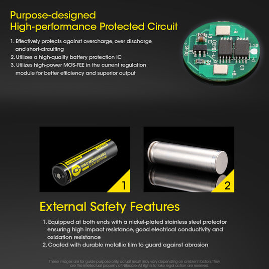 NITECORE 18650 RECHARGEABLE BATTERY 3.7V 3400MAH