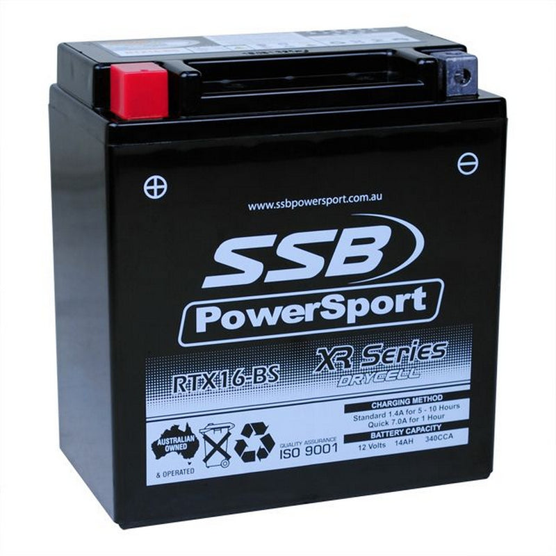 Load image into Gallery viewer, MOTORCYCLE AND POWERSPORTS BATTERY (YTX16-BS) AGM 12V 14AH 340CCA BY SSB HIGH PERFORMANCE
