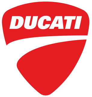 Ducati logo on a white background, representing the pinnacle of Italian motorcycle engineering, available from Cyclespot Group