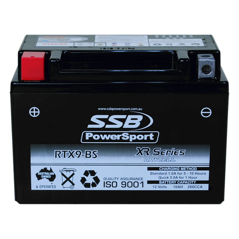 Load image into Gallery viewer, MOTORCYCLE AND POWERSPORTS BATTERY (YTX9-BS) AGM 12V 10AH 260CCA BY  SSB HIGH PERFORMANCE
