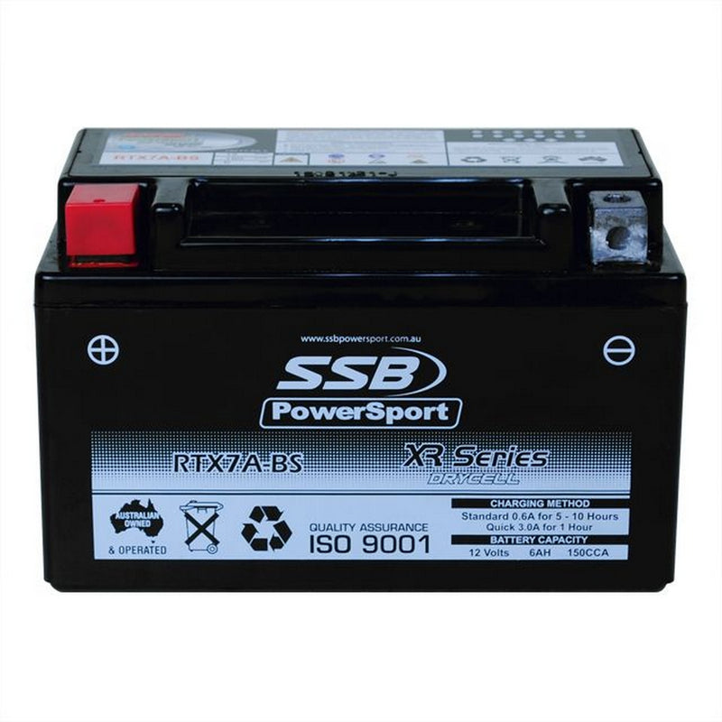 Load image into Gallery viewer, MOTORCYCLE AND POWERSPORTS BATTERY (YTX7A-BS) AGM 12V 6AH 150CCA BY SSB HIGH PERFORMANCE
