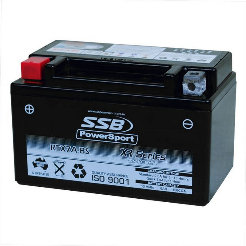Load image into Gallery viewer, MOTORCYCLE AND POWERSPORTS BATTERY (YTX7A-BS) AGM 12V 6AH 150CCA BY SSB HIGH PERFORMANCE

