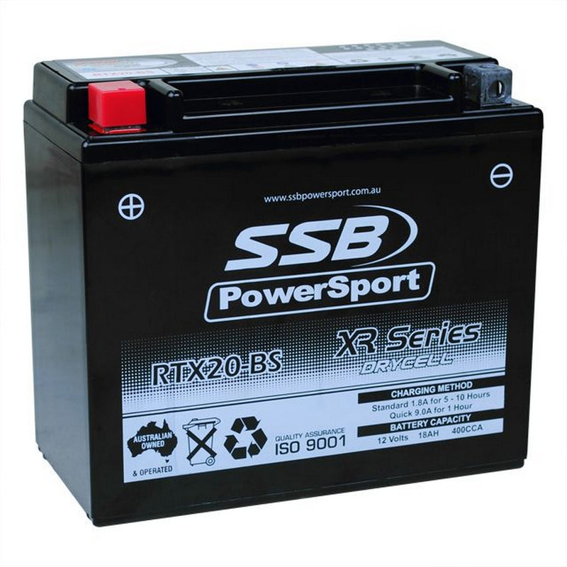 Load image into Gallery viewer, MOTORCYCLE AND POWERSPORTS BATTERY (YTX20-BS) AGM 12V 18AH 400CCA BY  SSB HIGH PERFORMANCE
