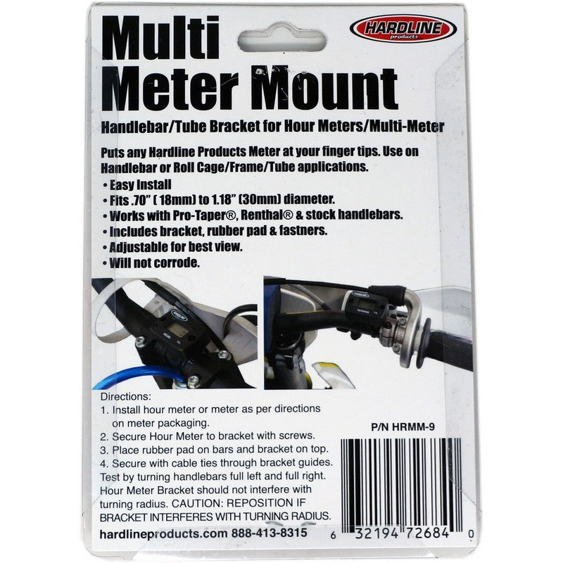 Load image into Gallery viewer, MULTIMETER MOUNT BRACKET FOR HANDLEBAR OR TUBE INSTALLATION OF HARDLINE PRODUCTS HOUR METERS.
