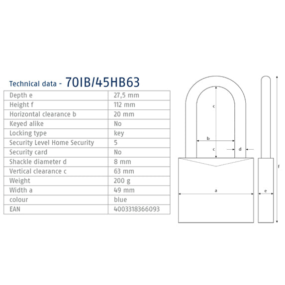 Load image into Gallery viewer, ABUS 70IB_45HB63 Tech Data
