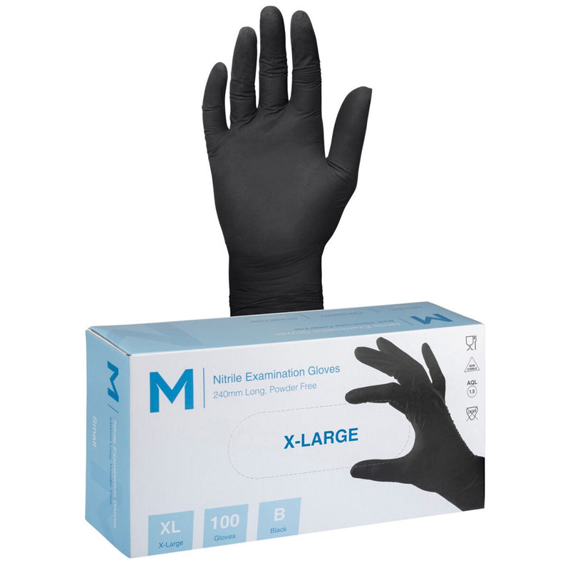 Load image into Gallery viewer, AMADEX PANTHER NITRILE GLOVES BLACK 100PC
