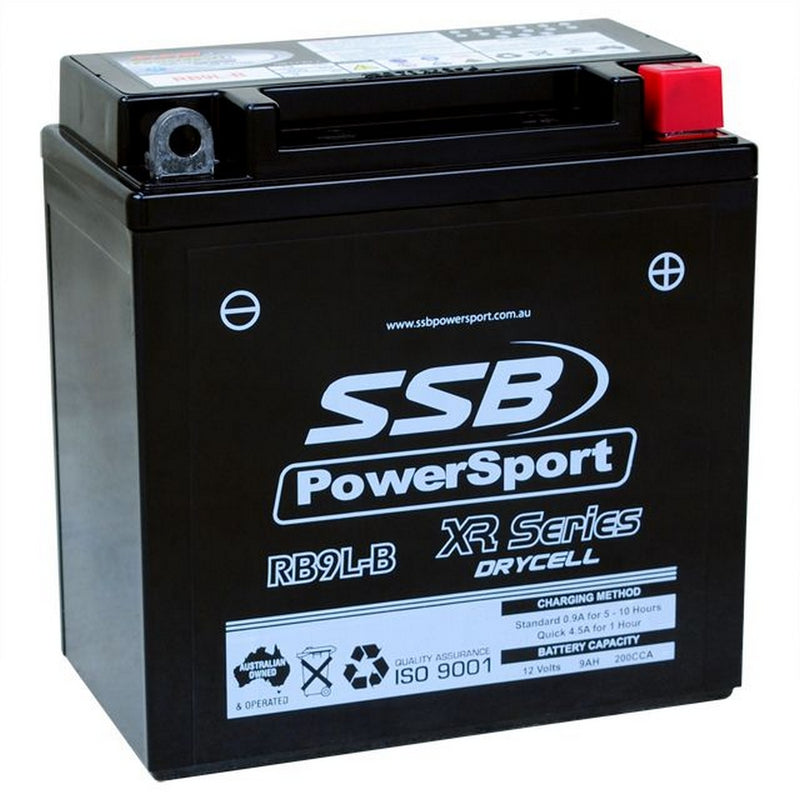 Load image into Gallery viewer, MOTORCYCLE AND POWERSPORTS BATTERY (YB9L-B) AGM 12V 9AH 200CCA BY SSB HIGH PERFORMANCE
