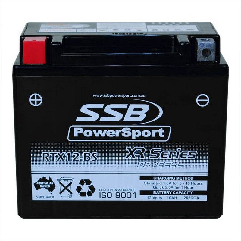 Load image into Gallery viewer, MOTORCYCLE AND POWERSPORTS BATTERY (YTX12-BS) AGM 12V 10AH 265CCA BY SSB HIGH PERFORMANCE
