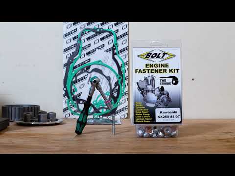 Load and play video in Gallery viewer, Bolt Engine Fastener Kit Kawasaki KX65 '00-'20 KX80/85 '88-'20 KX100 '95-'20
