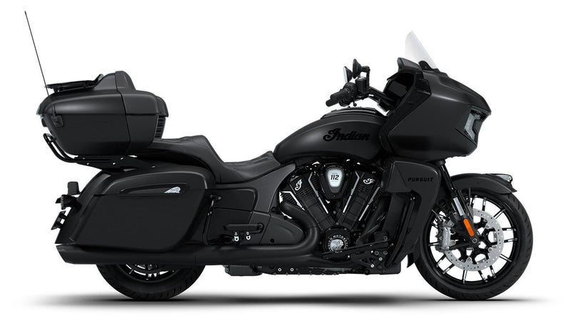 Load image into Gallery viewer, Black 2026 Indian Pursuit Dark Horse motorcycle on a white background
